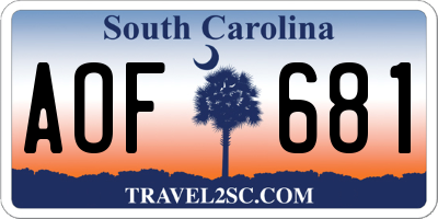 SC license plate AOF681