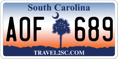 SC license plate AOF689
