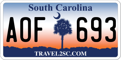 SC license plate AOF693