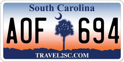SC license plate AOF694
