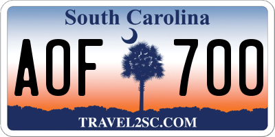 SC license plate AOF700