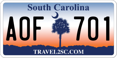 SC license plate AOF701