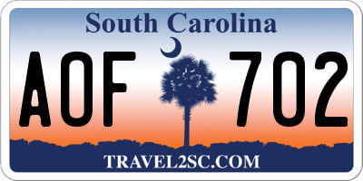 SC license plate AOF702