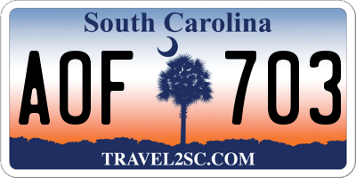 SC license plate AOF703