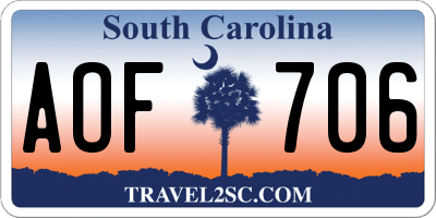 SC license plate AOF706