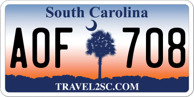 SC license plate AOF708
