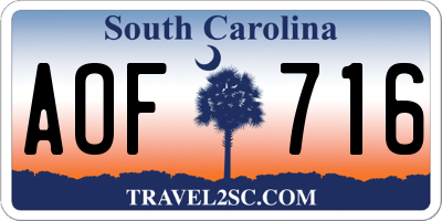 SC license plate AOF716