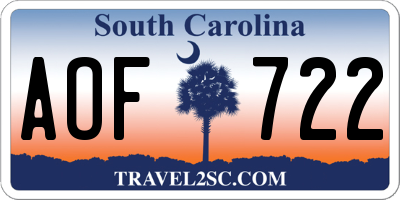 SC license plate AOF722