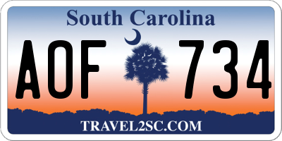 SC license plate AOF734