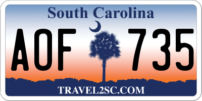 SC license plate AOF735