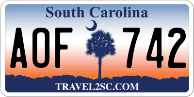 SC license plate AOF742