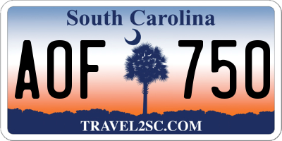 SC license plate AOF750