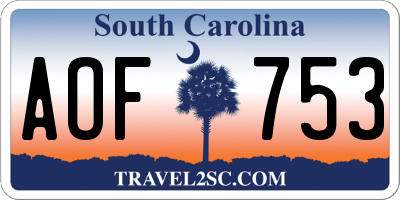 SC license plate AOF753