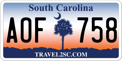 SC license plate AOF758