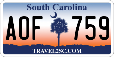 SC license plate AOF759