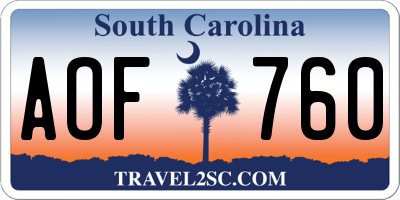 SC license plate AOF760