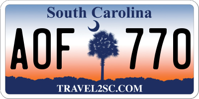 SC license plate AOF770