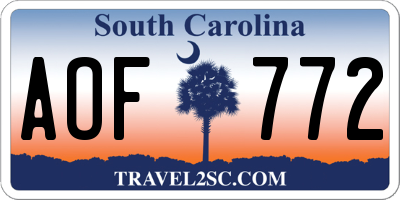 SC license plate AOF772