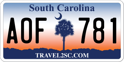 SC license plate AOF781