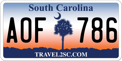 SC license plate AOF786