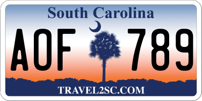 SC license plate AOF789