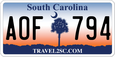 SC license plate AOF794
