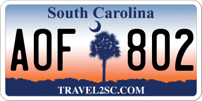 SC license plate AOF802