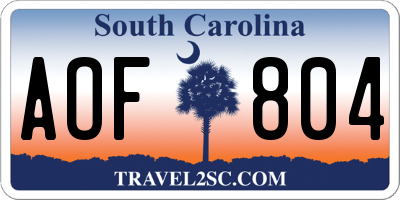 SC license plate AOF804