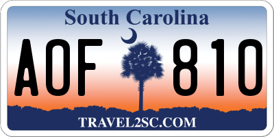 SC license plate AOF810