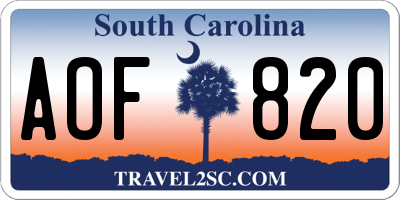 SC license plate AOF820