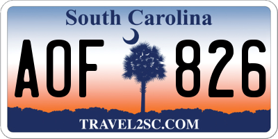 SC license plate AOF826
