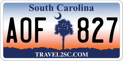 SC license plate AOF827