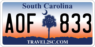 SC license plate AOF833