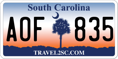 SC license plate AOF835