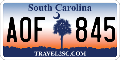 SC license plate AOF845