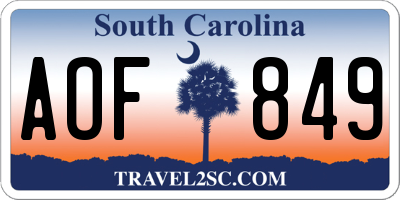 SC license plate AOF849