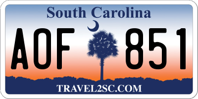 SC license plate AOF851