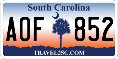 SC license plate AOF852