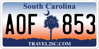 SC license plate AOF853