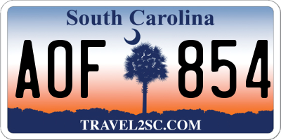 SC license plate AOF854