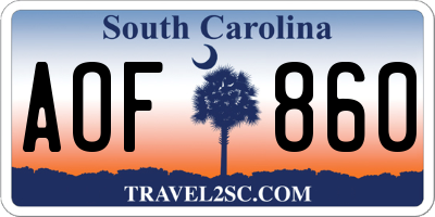 SC license plate AOF860