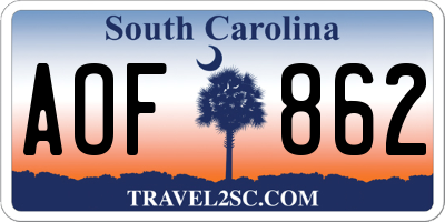 SC license plate AOF862