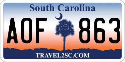 SC license plate AOF863