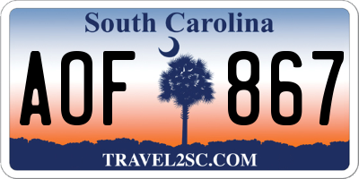 SC license plate AOF867