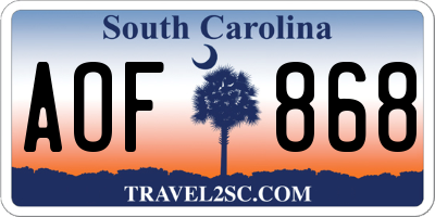 SC license plate AOF868