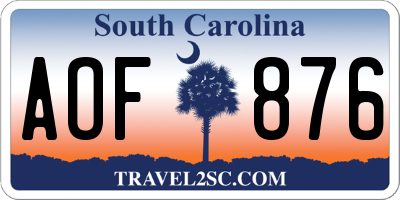 SC license plate AOF876