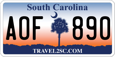 SC license plate AOF890