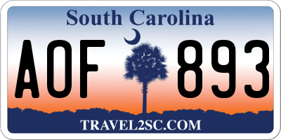 SC license plate AOF893