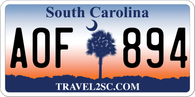 SC license plate AOF894