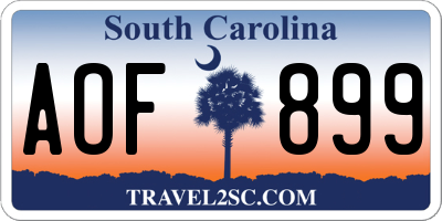 SC license plate AOF899